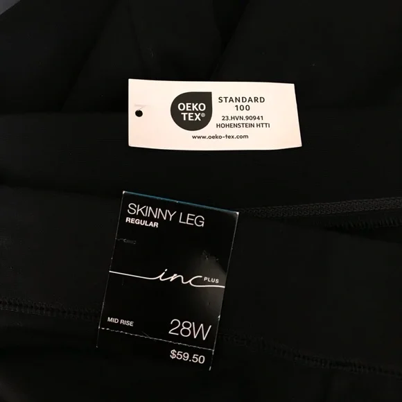 INC Women's Classic Black Mid Rise Skinny Leg Regular Fit Pants + size 28W NWT - Picture 12 of 16
